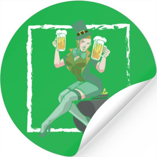 Irish Beer St. Patrick's Saint Pattys Day Shamrock Stickers