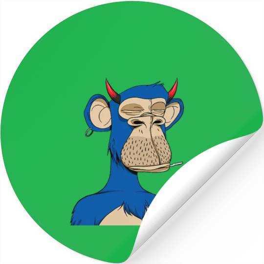 Blue bored monkey Stickers
