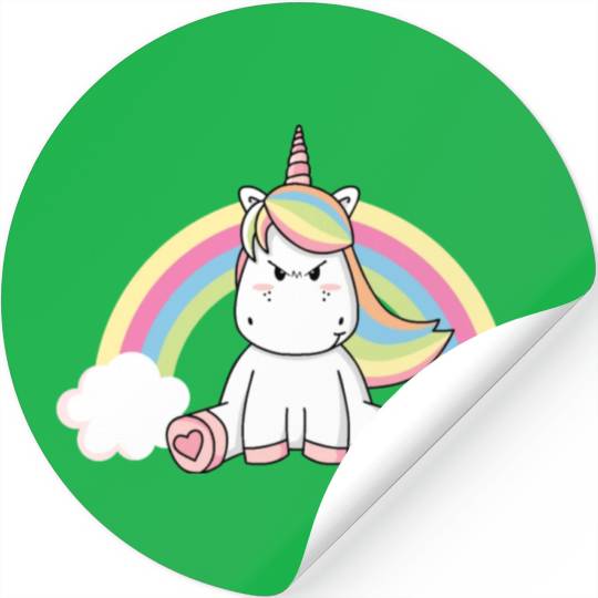 Grumpy Unicorn Evil Bad Mood Unicorn Rainbow Stickers