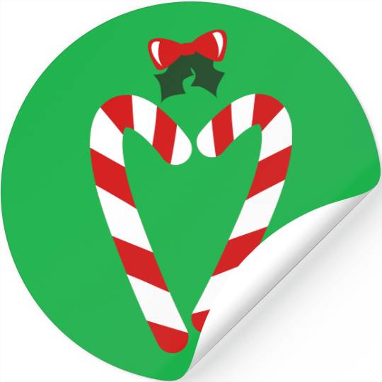 beautiful christmas candy canes in love heart with Stickers