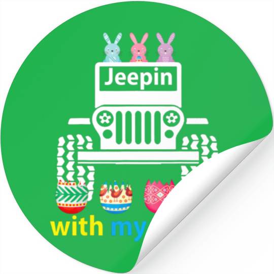 Jeepin With My Peeps Rabbit Riding Jeep Gift Stickers