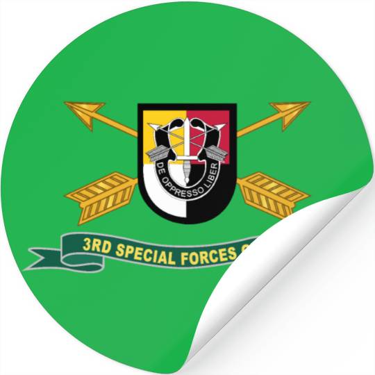 Army 3rd Special Forces Group Flash w Br Ribbon Stickers