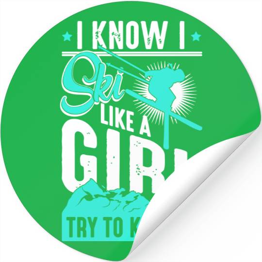 Ski like a Girl Retro Vintage Snow Skiing Winter Stickers