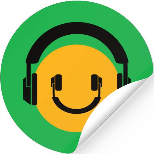 Happy Face Headphones Stickers