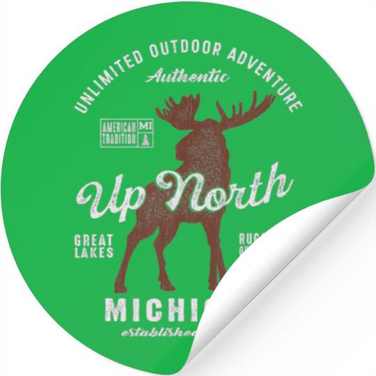 Moose UP North Michigan Cool Michigan Vintage Stickers