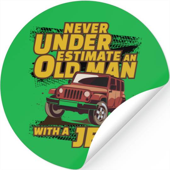 Never Underestimate An Old Man with A Jeep Brown Stickers