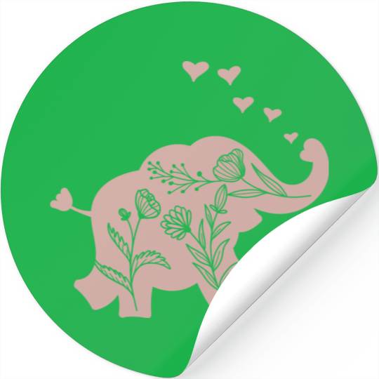 Elephant Girls Women Flowers Stickers