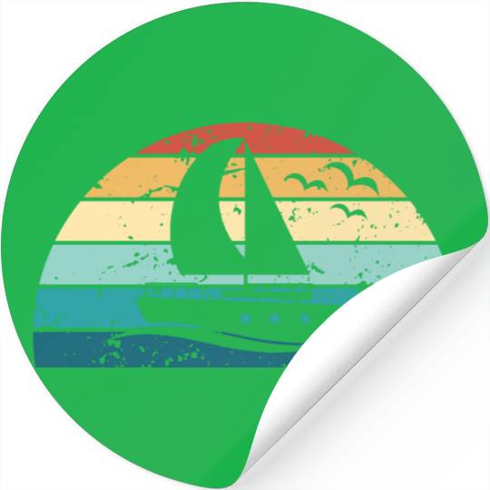 Retro Boating Sunset Vintage boat Sunrise Stickers