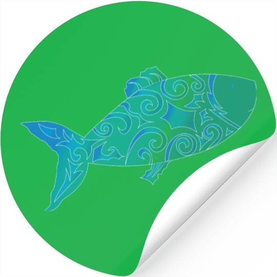 Artsy blue fish Stickers
