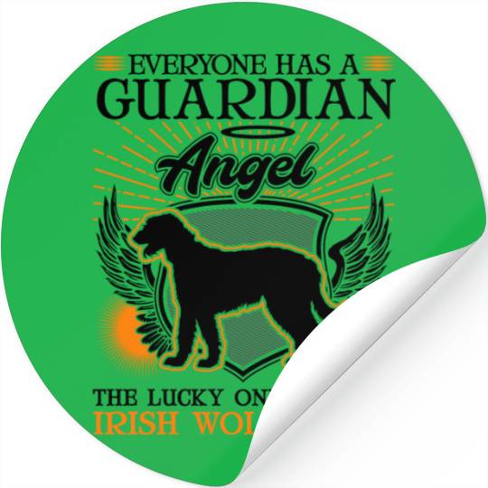 Irish Wolfhound Guardian Angel Stickers
