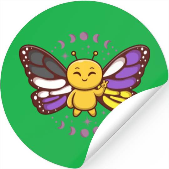 Gender Non-Binary Monarch Butterfly Subtle Pride Stickers