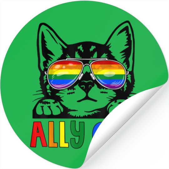 Ally Cat LGBT Gay Rainbow Pride Flag Stickers