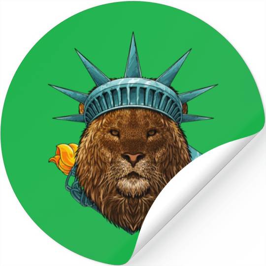 Statue Of Liberty Lion 4th Of July Animal USA Amer Stickers
