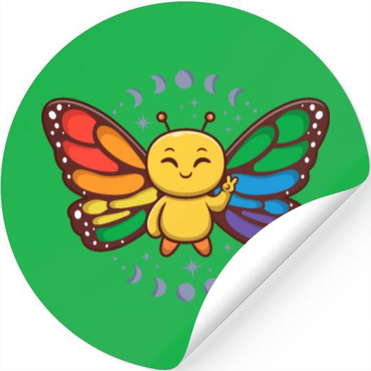 LGBTQ Rainbow Flag Monarch Butterfly Pride Month Stickers