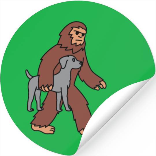 Bigfoot Sasquatch Carrying Weimaraner Stickers