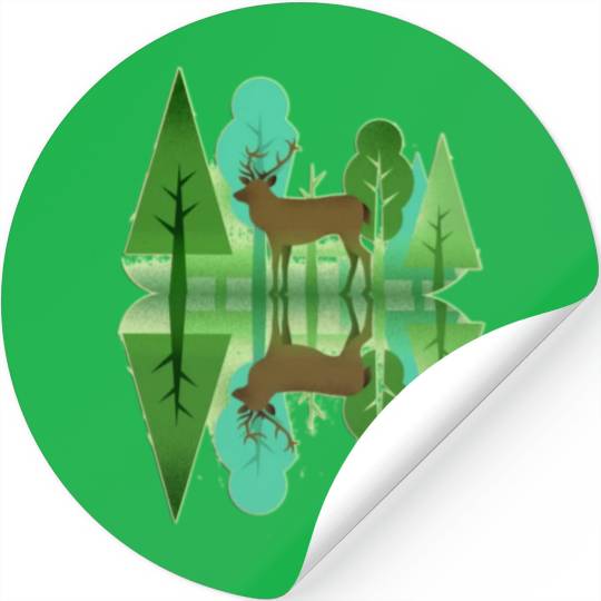 Forest deer reflection Stickers