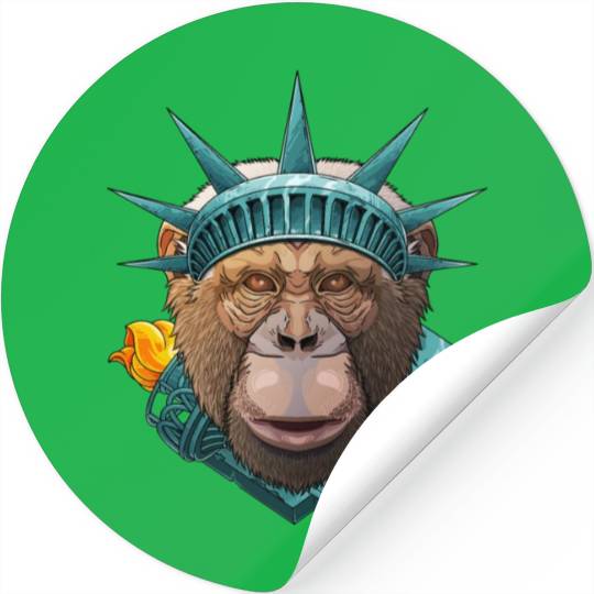 Statue Of Liberty Chimpanzee 4th Of July Animal US Stickers