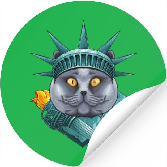 Statue Of Liberty British Shorthair 4th Of July US Stickers