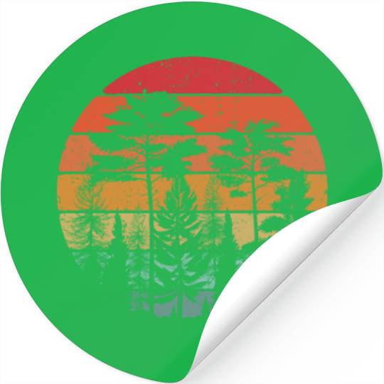 Retro Style Wildlife Trees Outdoors Nature Forest Stickers