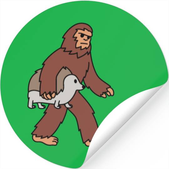 Bigfoot Sasquatch Walking Hedgehog Stickers