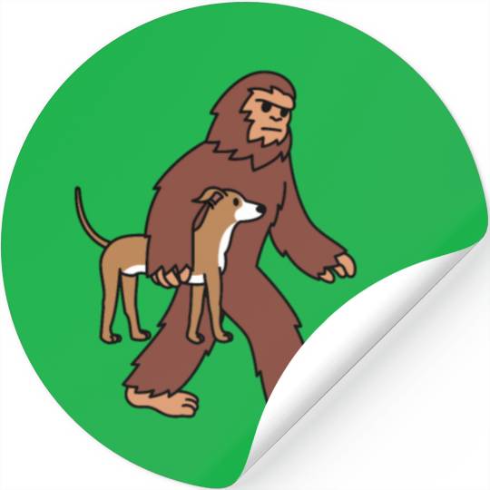 Bigfoot Sasquatch Walking Greyhound Stickers