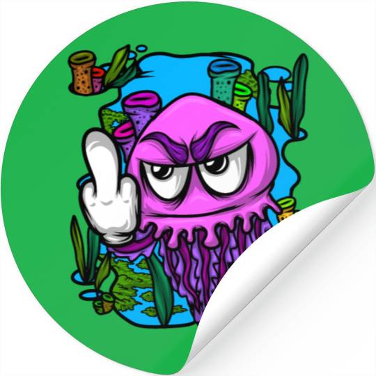 Jelly Fish Middle Finger Jellyfish Stickers