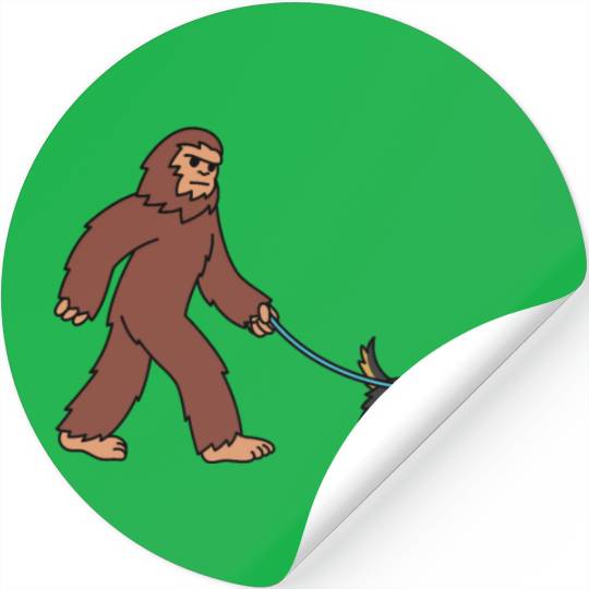 Bigfoot Sasquatch Walking Yorkshire Terrier Stickers
