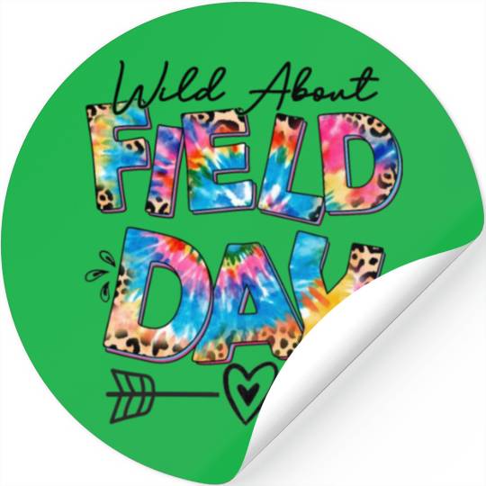 Tie dye leopard Wild About Field Day Teacher Kids Stickers