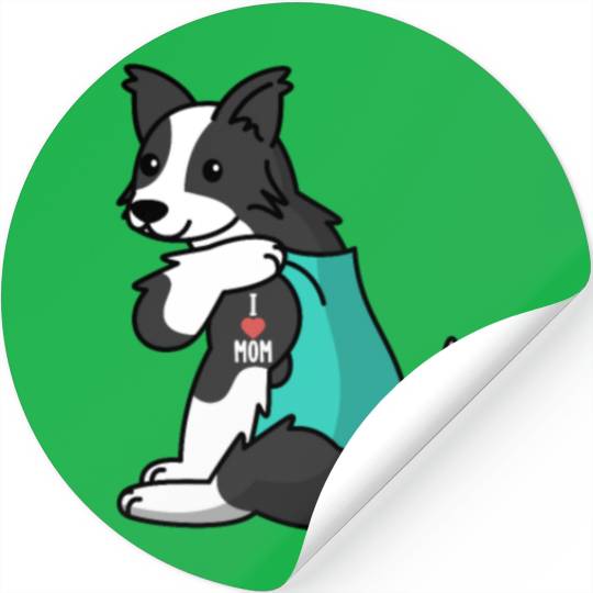 I Love Mom Tattoo Border Collie Stickers