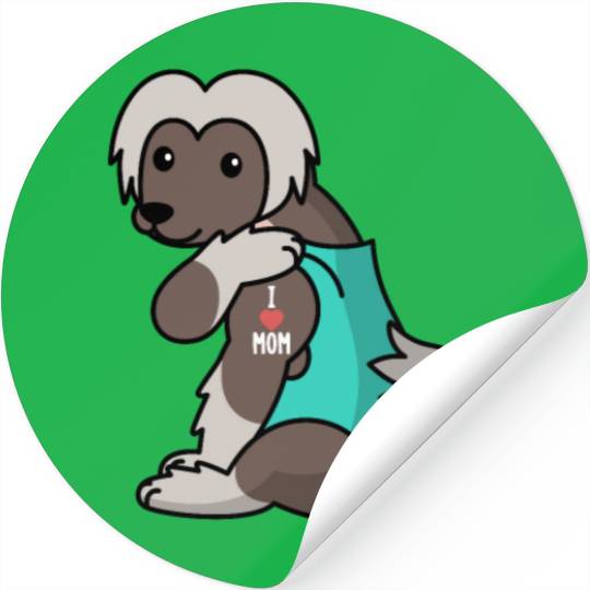 I Love Mom Tattoo Chinese Crested Stickers