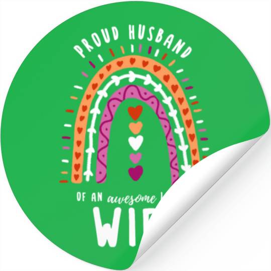 Proud Husband Lesbian Wife Rainbow Stickers