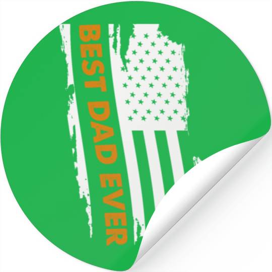 Father's Day Best Dad Ever with Us American Flag Stickers