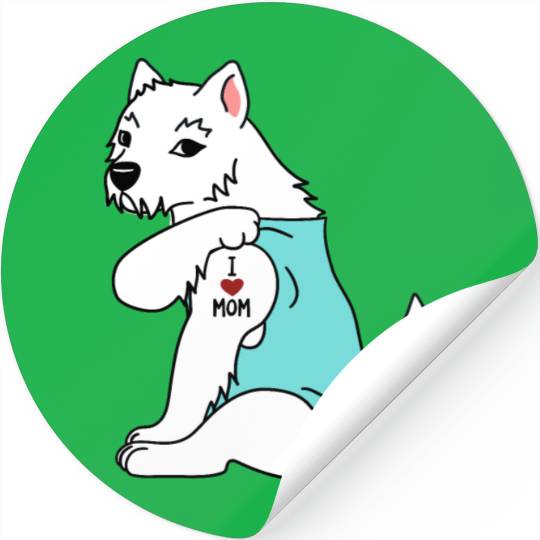 I Love Mom Tattoo Westie Stickers