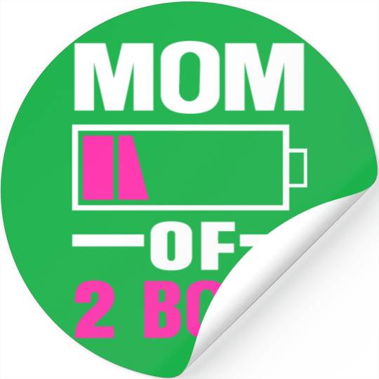 Mom of 2 Boys Low Battery Funny Mothers Day Stickers
