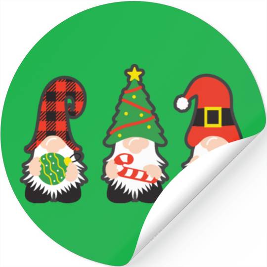 Christmas Gnomes with candy cane, gift Stickers
