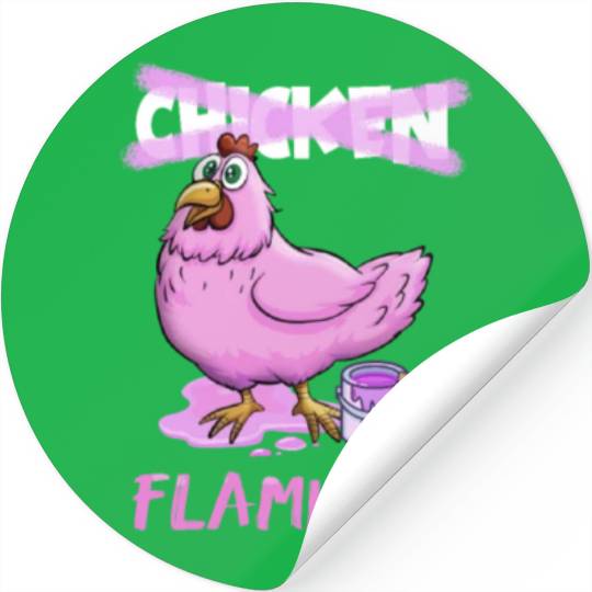 Huhn As Flamingo Cartoon Stickers