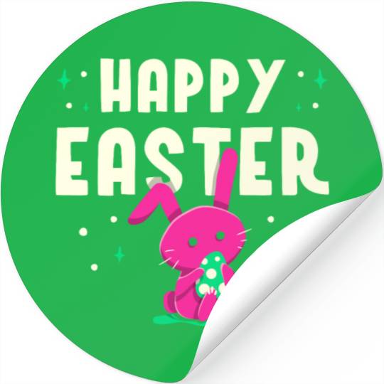 Happy Easter Egg Bunny Sayings Stickers