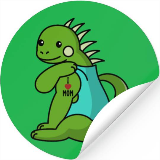 I Love Mom Tattoo Iguana Reptile Stickers