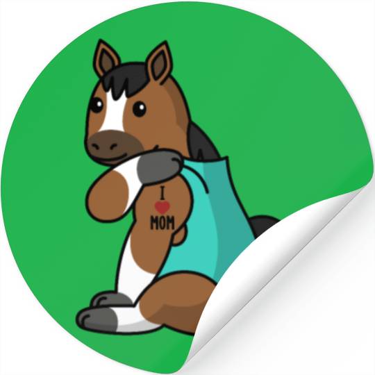 I Love Mom Tattoo Horse Stickers