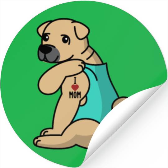 I Love Mom Tattoo Shar Pei Stickers