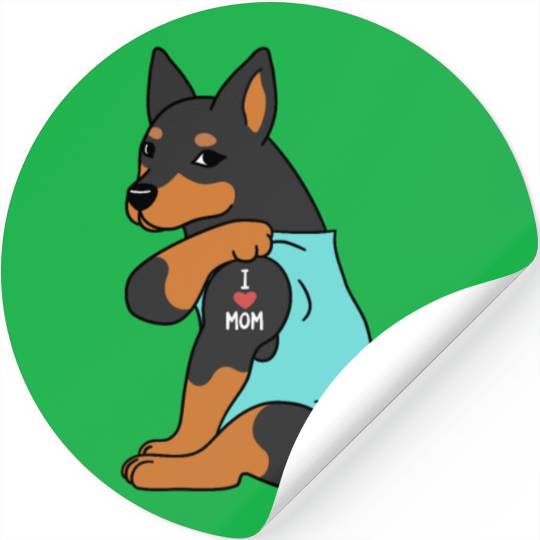 I Love Mom Tattoo Miniature Pinscher Stickers