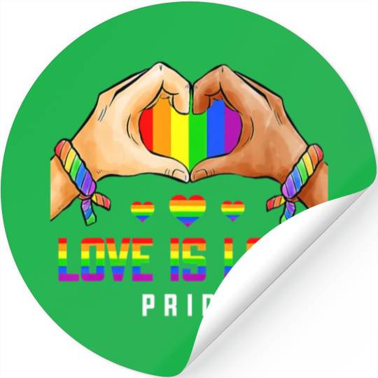 Love Is Love Gay Lesbian Pride LGBT Rainbow Heart Stickers