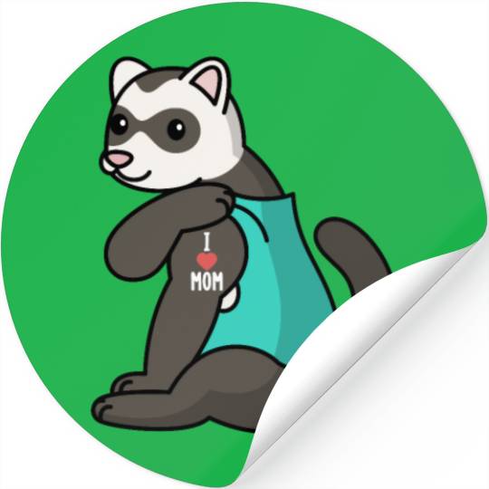 I Love Mom Tattoo Ferret Stickers