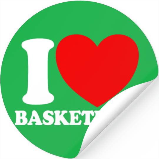 I Love Basketball Red Heart Hoop B-Ball Basketball Stickers