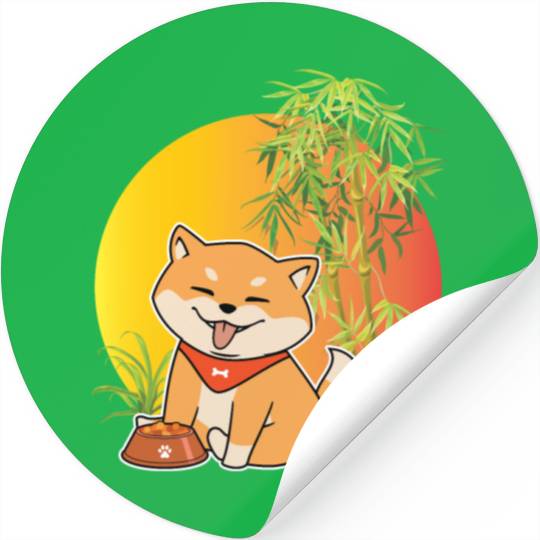 Shiba Inu Japanese Dog Breed Bamboo Plant Hunting Stickers
