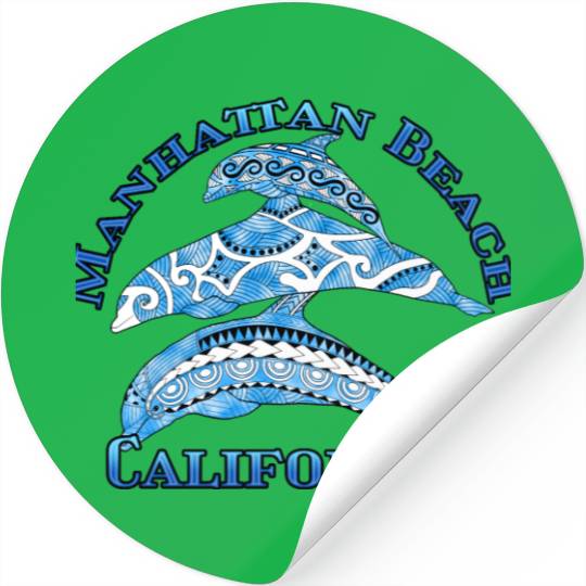 Manhattan Beach California Vacation Tribal Dolphin Stickers