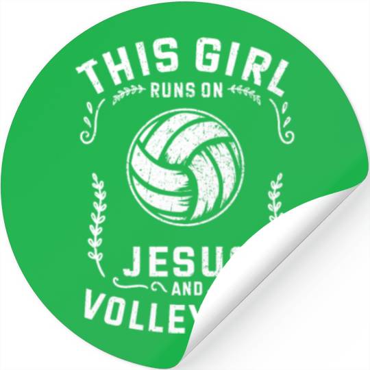 Christian This Girl Runs On Jesus And Volleyball Stickers