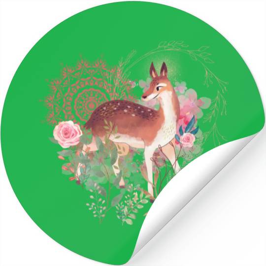 Sweet Deer In Wild Spring Stickers