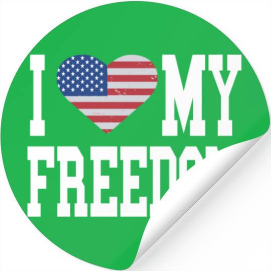 Patriotic American Flag I Heart Freedom, I Love Stickers