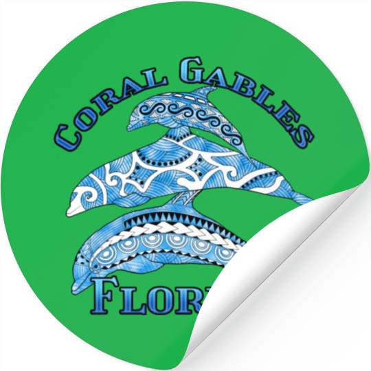 Coral Gables Florida Vacation Tribal Dolphins Stickers